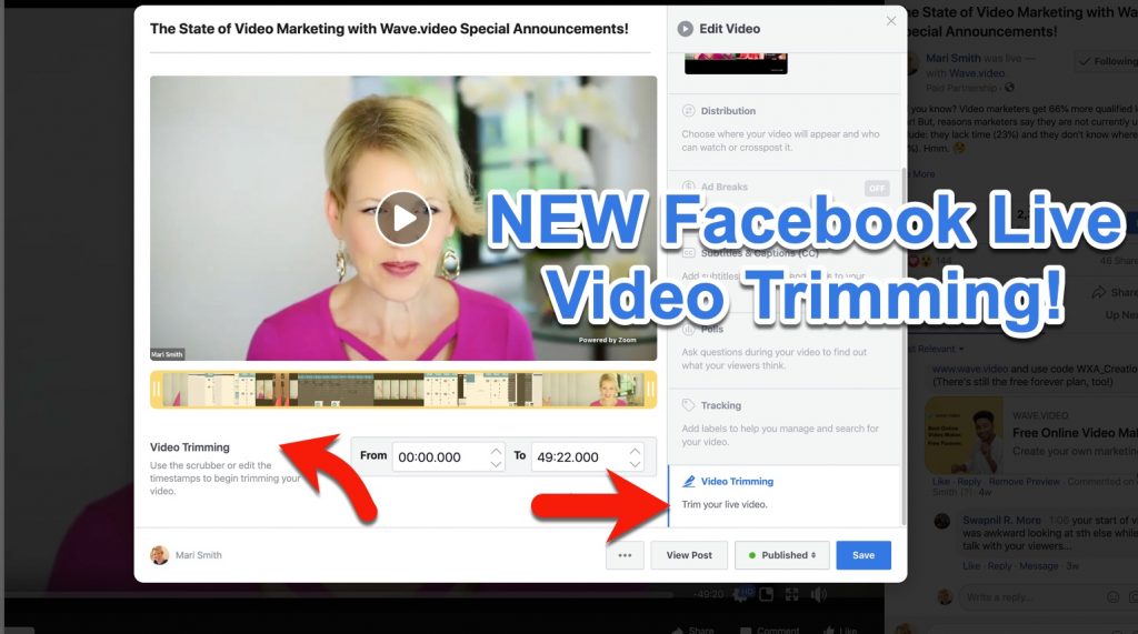 How To Trim Your Facebook Live Videos New Facebook Feature! Mari Smith